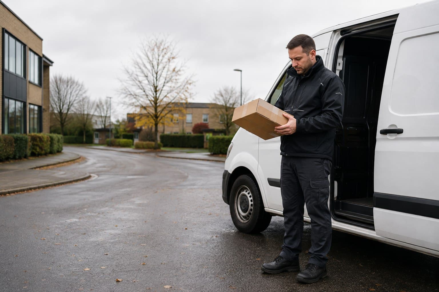 Unbranded courier vehicle prepared for a direct delivery from Bush Fair after collection from a retail unit, office or nearby household.